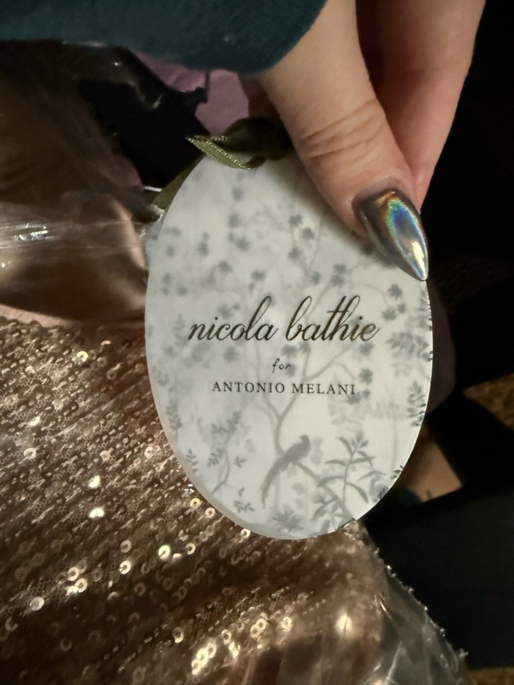 Antonio Melani x Nicola Bathie Sequin Feather Dress - Picture 5 of 6